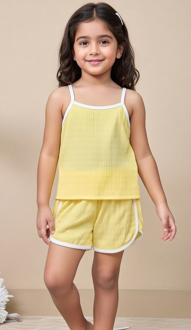 Sunshine Breeze Girls Co-Ord Set โ Lemon Yellow Edition