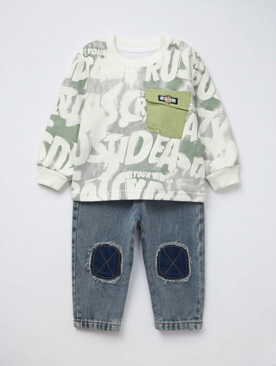 Urban Explorer Graphic Sweatshirt & Denim Set