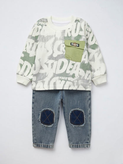 Urban Explorer Graphic Sweatshirt & Denim Set