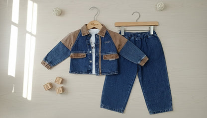 Classic Denim Jacket 3-Piece Boys Outfit Set – Jacket, T-Shirt & Jeans