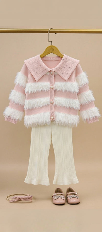 Princess Pearl Fur Co-Ord Set – Pink Winter Luxe Edition
