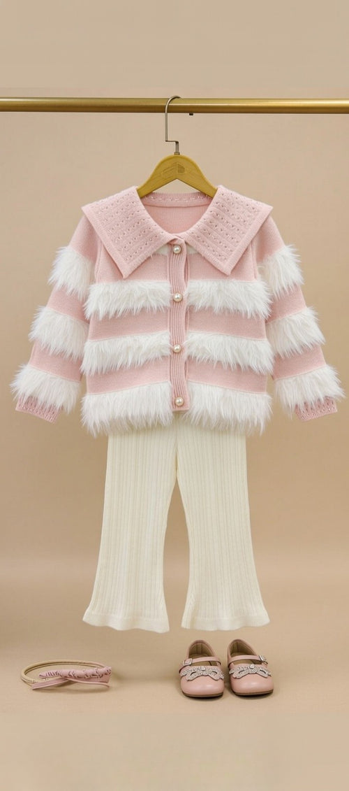 Princess Pearl Fur Co-Ord Set – Pink Winter Luxe Edition