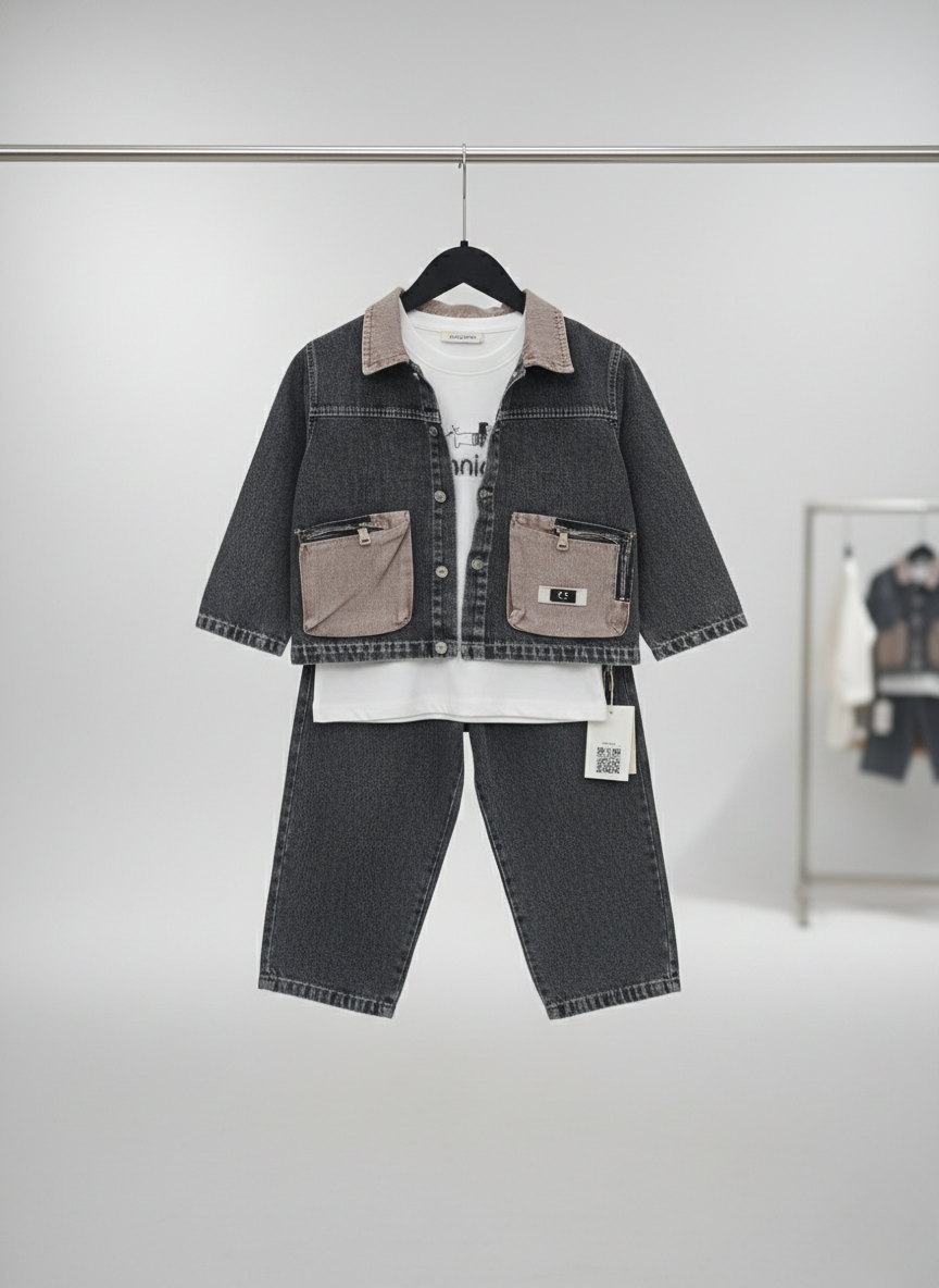 Urban Denim 3-Piece Boys Co-Ord Set – Jacket, T-Shirt & Jeans