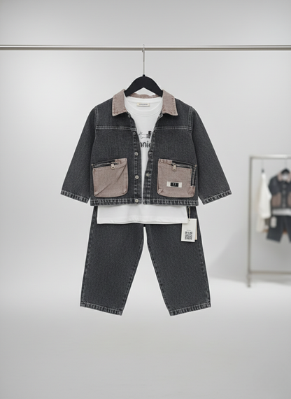Urban Denim 3-Piece Boys Co-Ord Set – Jacket, T-Shirt & Jeans
