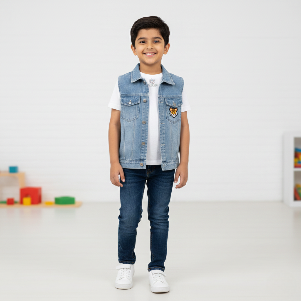 Wild Style Kids Denim Vest – Cool Cat Edition