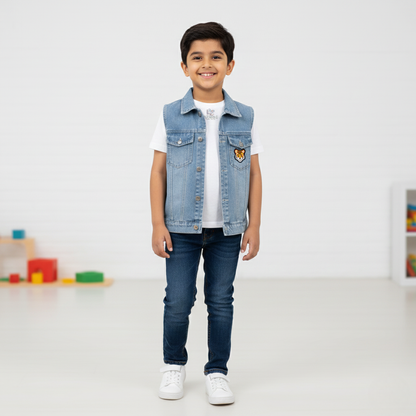 Wild Style Kids Denim Vest – Cool Cat Edition
