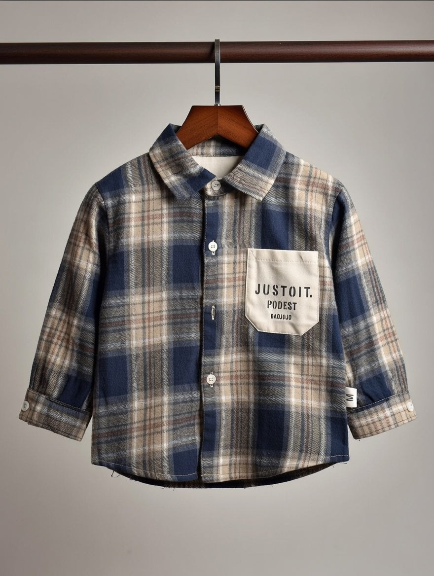 Cool Vibes 3-Piece Plaid Shirt & Denim Set