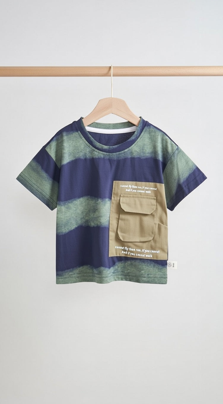 Urban Stripe Utility T-Shirt – Navy & Olive Edition